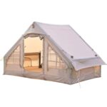 HYQOUKLR Aufblasbares Campingzelt für 5-6 Personen, 4 Jahreszeiten, mit Herdanschluss, Netzfenstern, Oxford-Baumwolle, 300 x 210 x 200 cm