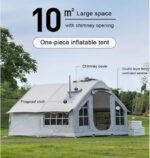 Aufblasbares Campingzelt für 6-8 Personen, 4 Jahreszeiten, Pop-Up-Design, inkl. Luftpumpe, Kaminöffnung, mit Aufbewahrungstasche für Familien – Bild 6