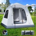Schnell aufblasbares Campingzelt für 3-4 Personen, mit automatischer Pumpe, winddicht, tragbar, inkl. Regenfliege für Outdoor und Camping