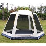 Campingzelt mit Veranda, doppellagig, automatisch öffnend, hydraulisches Kuppel-Familienzelt, ideal für Klettern, Angeln und Festivals im Freien – Bild 5