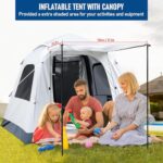 Schnell aufblasbares Campingzelt für 3-4 Personen, mit automatischer Pumpe, winddicht, tragbar, inkl. Regenfliege für Outdoor und Camping – Bild 13