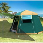 Campingzelt mit Veranda, doppellagig, automatisch öffnend, hydraulisches Kuppel-Familienzelt, ideal für Klettern, Angeln und Festivals im Freien – Bild 2