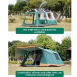 Luxuszelt für 8-10 Personen, Pop-Up Campingzelt mit 2 Zimmern, wasserdicht, 3 Mesh-Fenster, Kuppelzelt mit Tragetasche, ideal für Familie – Bild 6