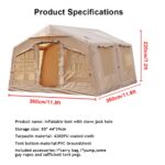 Großes Familien-Campingzelt für 5-6 Personen, wasserdicht, separater Wohn-/Schlafbereich, inklusive Pumpe, Ofenloch, einfach aufzubauen – Bild 4