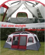 Campingzelt für 8-12 Personen, 2 Schlafzimmer, doppelschichtig, wasserdicht, winddicht, Kuppelzelt mit eingenähter Bodenplane, ideal für Camping – Bild 3