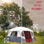 Campingzelt für 8-12 Personen, 2 Schlafzimmer, doppelschichtig, wasserdicht, winddicht, Kuppelzelt mit eingenähter Bodenplane, ideal für Camping – Bild 4