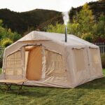 Großes Familien-Campingzelt für 5-6 Personen, wasserdicht, separater Wohn-/Schlafbereich, inklusive Pumpe, Ofenloch, einfach aufzubauen