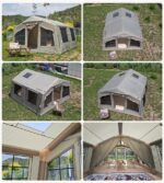 Deluxe Familien-Campingzelt für 5-6 Personen, 4 Jahreszeiten, wasserdicht, Pop-Up, separate Wohn-/Schlafbereiche, mit Ofenloch und Pumpe – Bild 3