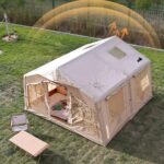 Großes Familien-Campingzelt für 5-6 Personen, wasserdicht, separater Wohn-/Schlafbereich, inklusive Pumpe, Ofenloch, einfach aufzubauen – Bild 2