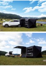 Auto-Markise SUV-Zelt, Mehrpersonen-Familien-Campingzelt, Heckklappenzelt mit Tragetasche, ideal für Outdoor und Camping (Schwarz) – Bild 7