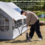 Luftzelt aufblasbar 6-8 Personen, mit Kaminöffnung, Luftpumpe, Dachfenster, wasserdicht, 4 Jahreszeiten Familienzelt für Camping – Bild 6