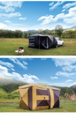 Auto-Markise SUV-Zelt, Mehrpersonen-Familien-Campingzelt, Heckklappenzelt mit Tragetasche, ideal für Outdoor und Camping (Schwarz) – Bild 2