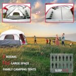 Campingzelt für 8-12 Personen, 2 Schlafzimmer, doppelschichtig, wasserdicht, winddicht, Kuppelzelt mit eingenähter Bodenplane, ideal für Camping – Bild 6