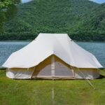 PULaif Aufblasbares Glockenzelt 6m, 4 Jahreszeiten, Jurte mit Ofen-Buchsen, für 8-10 Personen, wasserdicht, Segeltuch Camping-Zelt